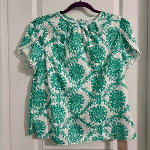 Green and White Emery Rose Blouse (size L)
